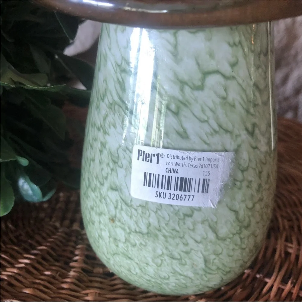 Pier1 Imports Art Glass‎ Collection Mushroom Decor Green Brown 4.5